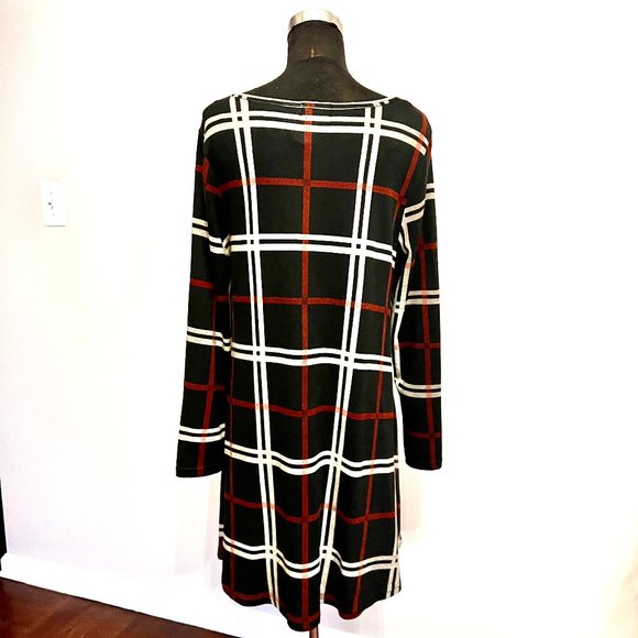 NWT Apricot Wavy Plaid Swing Sweater Dress Size L - Picture 5 of 6